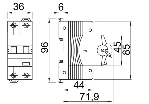 Диференціальний автомат GEWISS COMPACT RCBO 1P+N C10 6kA AC/0.03 2M (GW94106) - 2