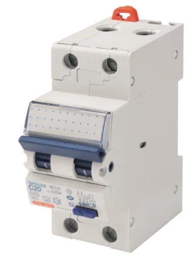 Диференціальний автомат GEWISS COMPACT RCBO MDC60 1P+N C20 6кA A/0.03 2M (GW94308) - 1