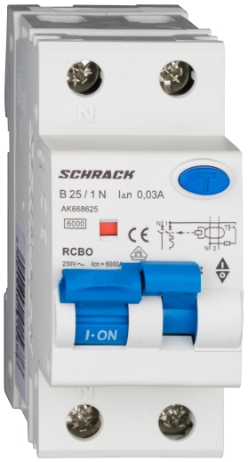 АВДС Schrack AK668625 6кА 25А 30мА 1P+N х-ка B Тип A - 1