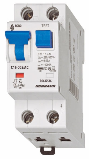 АВДТ Schrack BO617516 10кА 16А 30мА 1P+N х-ка C тип АС - 1
