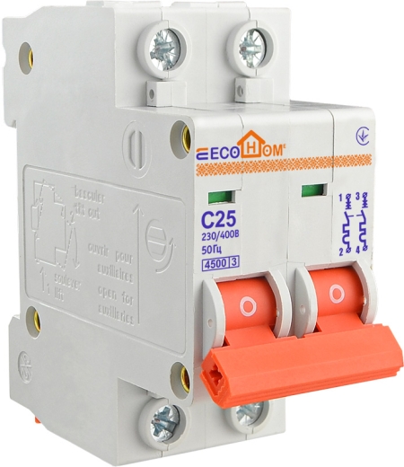 Автоматичний вимикач ECOHOME ECO 2p 25A С (ECO010020005) - 1