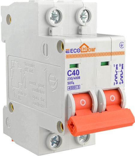 Автоматичний вимикач ECOHOME ECO 2p 40A С (ECO010020007) - 1