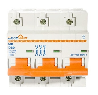 Автоматичний вимикач ECOHOME ECO MB 3p 80A D (ECO070010004) - 2