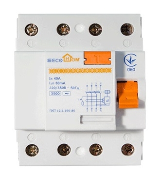 Устройство защитного отключения ECOHOME 3P+N 40A 30мА (ECO020020004) - 2