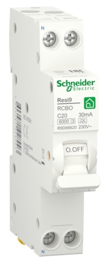 Диференціальний автомат Schneider Electric R9D88620 RESI9 6кА 1P+N 20A C 30мА - 1
