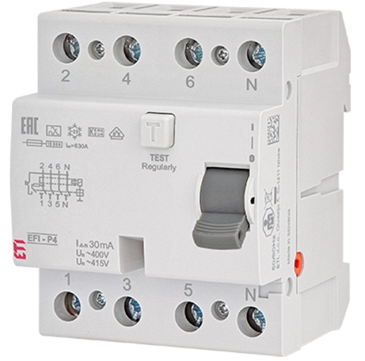 УЗО ETI 3P+N EFI6-P4 63/0,03 A 6кА (2061663) - 1