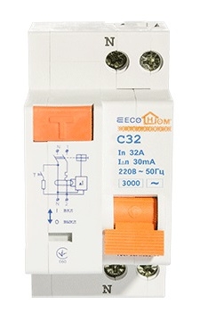Вимикач диференційного струму ECOHOME ДВ 1Р+N 32A 30мА (ECO030010004) - 2