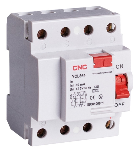 ПЗВ CNC YCL364-63 50А 3P+N 4,5кА 30мА (Б00029958) - 1