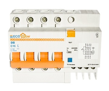 Вимикач диференційного струму ECOHOME ДВ 3P+N 16A 30мА (ECO030020001) - 2