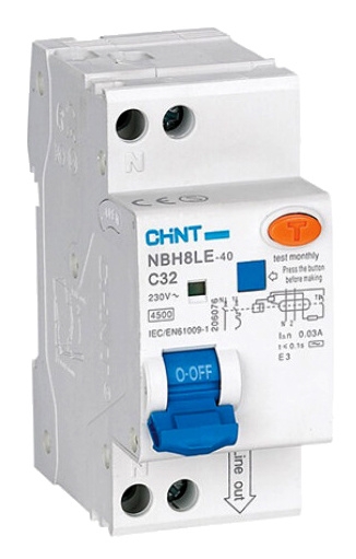 Дифференциальный выключатель Chint NBH8LE-40 1P+N C6 30мА AC 4,5кА (206060) - 1