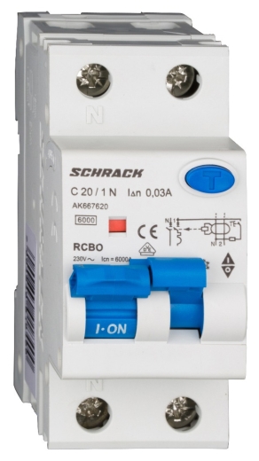 Дифавтомат Schrack АВДТ 6кА/30мА 1P+N 20A х-ка C тип A - 1