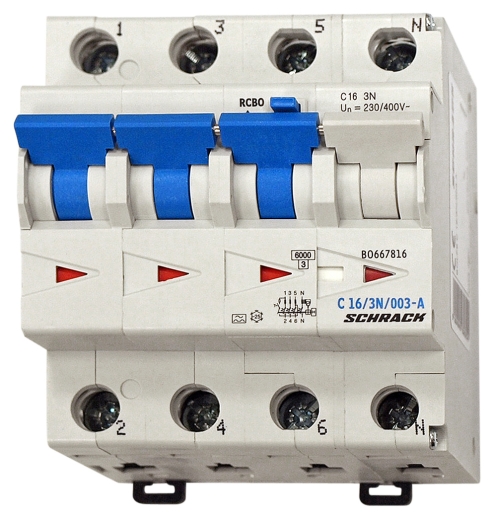 АВДТ Schrack BO667816 6кА 16А 30мА 3P+N х-ка C тип A - 1