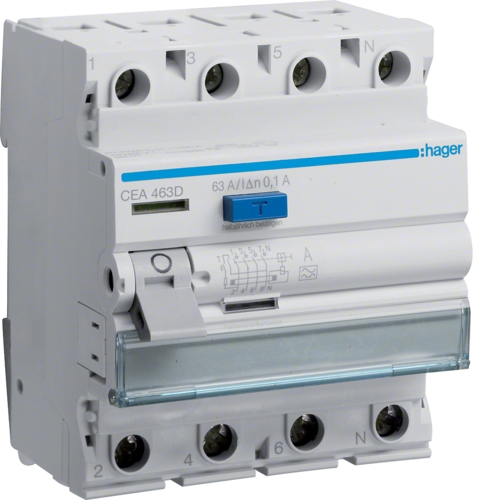 ПЗВ Hager CEA463D 4P 6кА 63A 100мА A - 1