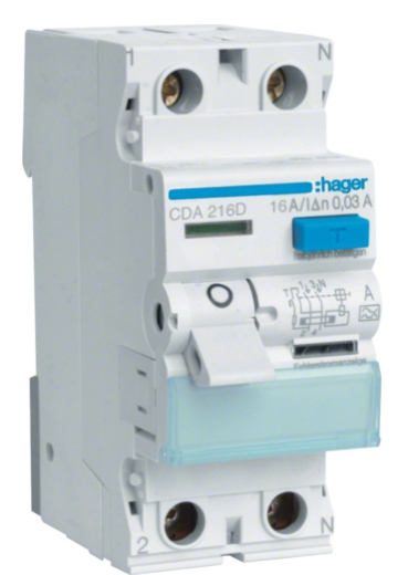 Устройство защитного отключения Hager CDA216D 16A 30мА 6кА тип A 2P - 1