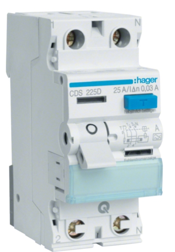 УЗО Hager CDS225D QC 2P 25A 30мА А - 1