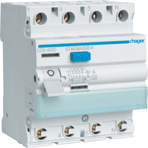 ПЗВ Hager CDS463D QC 4P 63A 30мА A - 1