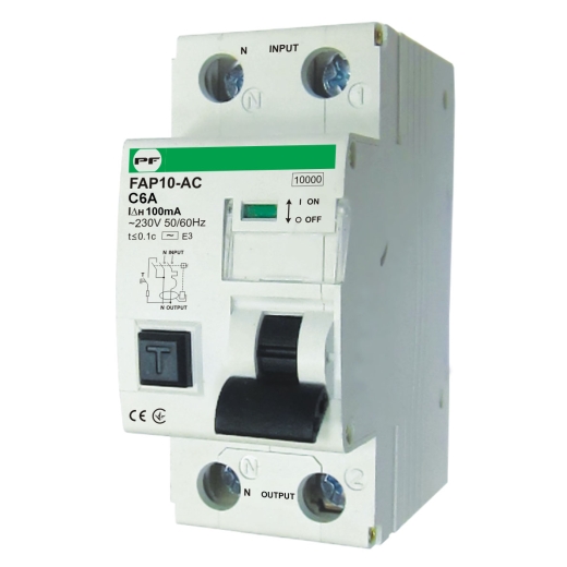 Диференціальний автомат Promfactor FAP10-AC C 6А/0,1A 2P (1P+N) 10кА (FAP10C06100AC) - 1