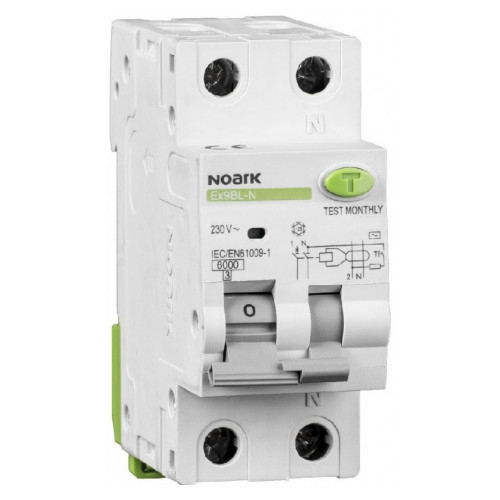 Дифавтомат NOARK Ex9BL-N 1P+N C20 6кА C 20А 30мА AC (107631) - 1