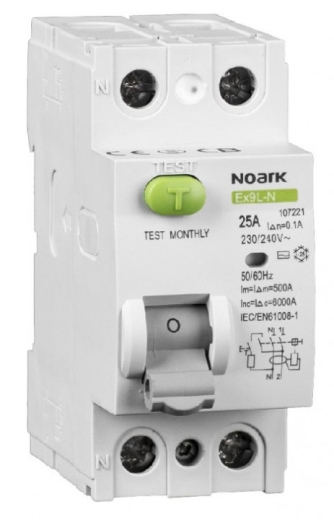 УЗО NOARK Ex9L-N 2P 63A 6кА 300мА тип S+A (108403) - 1