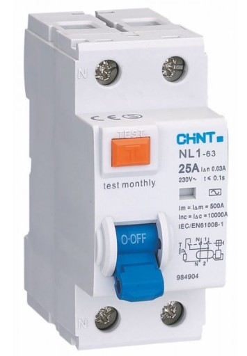 УЗО Chint NL1-63 2P 25A 30мА A 6кА DB (200209) - 1