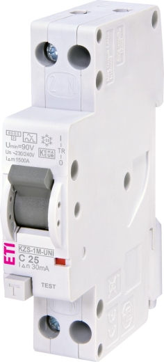 Дифференциальный автомат ETI 002176036 KZS-1M UNI C 25/0,03 тип A (6kA) универсальное подключение - 1