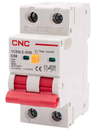 Диференційний вимикач CNC YCB9LE-80M C50А 1Р+N 6кА 30мА (Б00044018) - 1