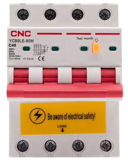 Диференційний вимикач CNC YCB9LE-80M C40А 3Р+N 6кА 30мА (Б00044025) - 2