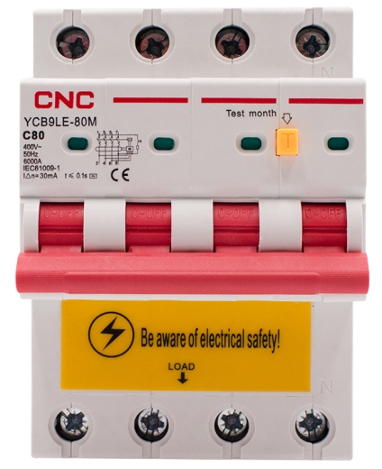 Диференційний вимикач CNC YCB9LE-80M C80А 3Р+N 6кА 30мА (Б00044028) - 2