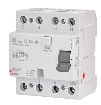 УЗО ETI EFI-P4 3P+N 32/0,03 AC 10кА (2061617) - 1