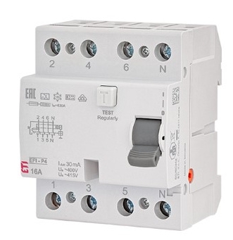 УЗО ETI EFI6-P4 3P+N 63/0,03 AC 6кА (2061653) - 1
