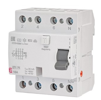 УЗО ETI EFI-P4 3P+N 40/0,03 NL A 10кА (2061812) - 1