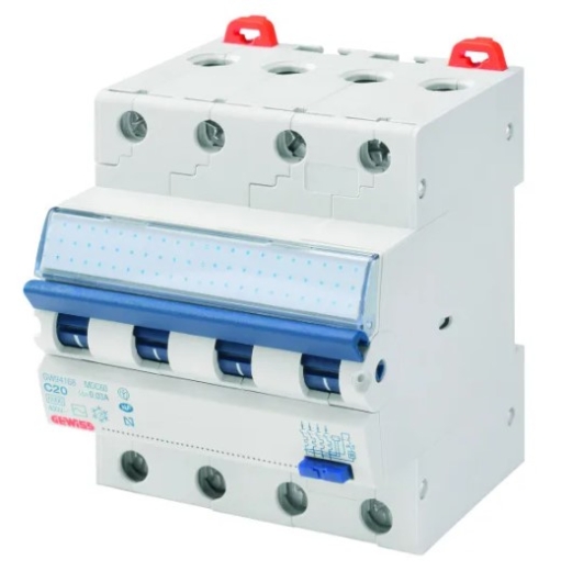 Диференціальний автомат GEWISS COMPACT RCBO MDC60 4P C20 6кA AC/0.03 4M (GW94168) - 1