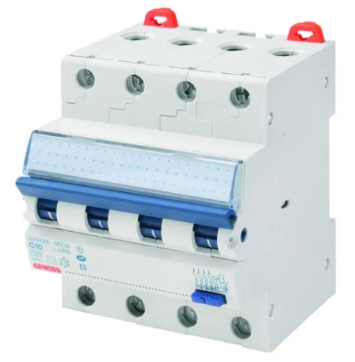 Дифференциальный автомат GEWISS COMPACT RCBO MDC60 4P C10 6кA A/0.03 4M (GW94366) - 1