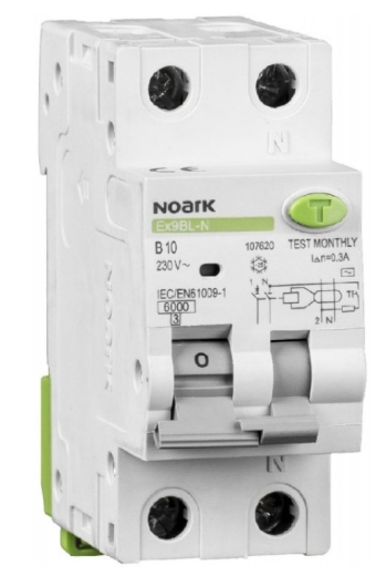 Дифавтомат NOARK Ex9BL-N 1P+N C16 6кА C 16А 300мА AC (107694) - 1