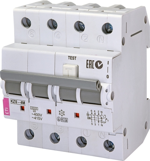 Диференціальний автомат ETI 002174002 KZS-4M 3p+NB 10/0.03 тип AC (6kA) - 1