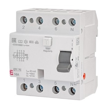 УЗО ETI EFI-P4 3P+N 63/0,1 NL A 10кА (2061823) - 1