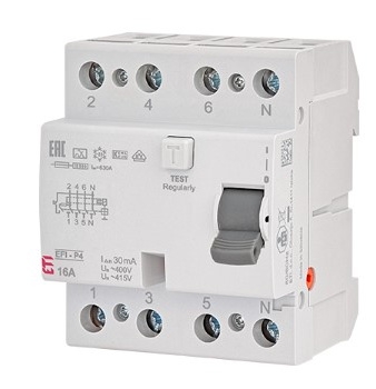 УЗО ETI EFI-P4 3P+N 40/0,1 NL A 10кА (2061822) - 1