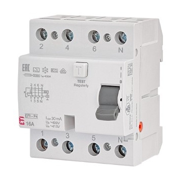 УЗО ETI EFI-P4 3P+N 63/0,3 NL A 10кА (2061833) - 1