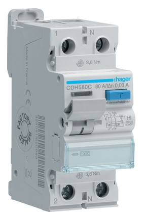 УЗО Hager CDH580C 2P 10кА 80A 30мА A-Hi - 1