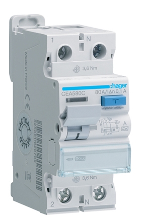 ПЗВ Hager CEA580C 2P 10кА 80A 100мА A - 1