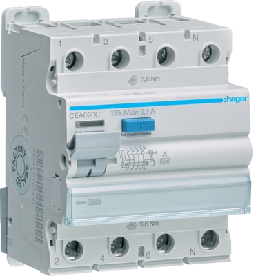 УЗО Hager CEA690C 4P 10кА 125A 100мА A - 1
