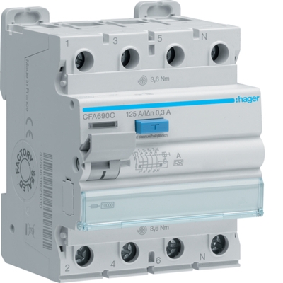 УЗО Hager CFA690C 4P 10кА 125A 300мА A - 1