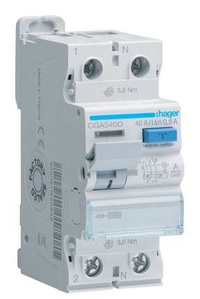ПЗВ Hager CGA540D 2P 10кА 40A 500мА A - 1