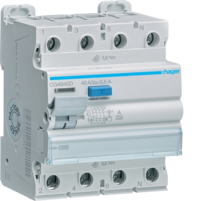 УЗО Hager CGA640D 4P 10кА 40A 500мА A - 1