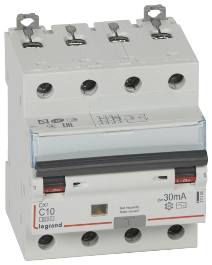 Диф.выключатель Legrand (411185) 3P+N C 10A 30мA AC - 1