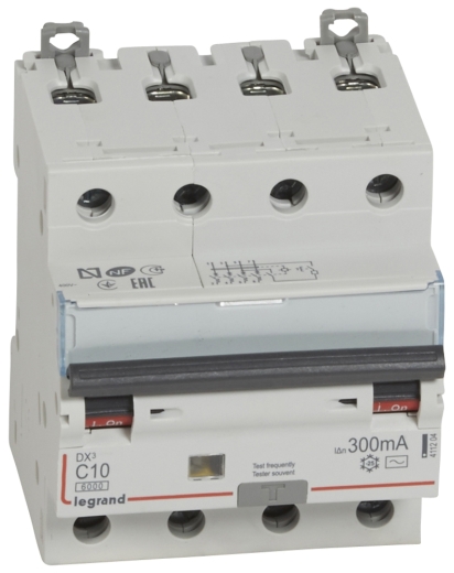 Диференціальний вимикач Legrand (411204) 3P+N C 10A 300мA AC - 1