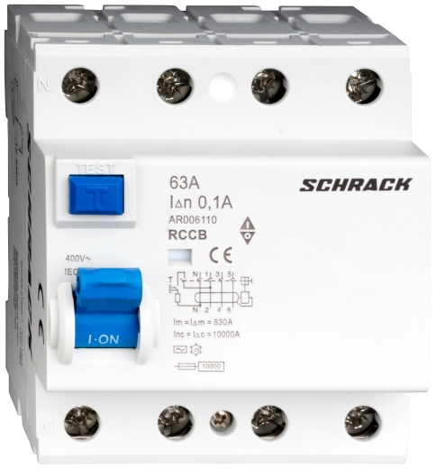ПЗВ Schrack AR006110 10кА 63А 100мА 3P+N тип AC - 1