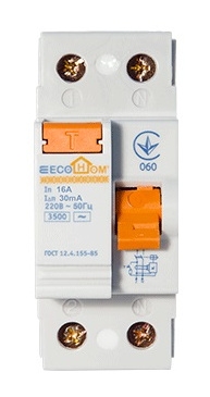 Пристрій захисного відключення ECOHOME 1Р+N 16A/30мА - 2