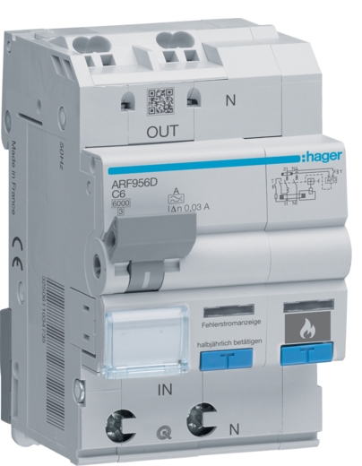 Дифавтомат с дуговой защитой AFDD Hager ARF956D C 6A 1P+N - 1
