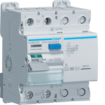 Дифференциальный автомат Hager CDB525E 2P 10кА 25A 30мА B - 1